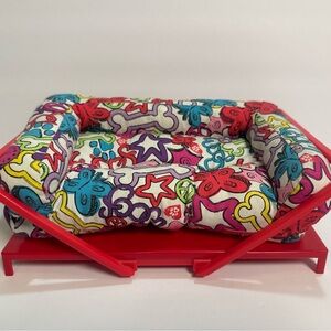 Colorful 90’s inspired American Girl Dolls Pet Bed with Red Base